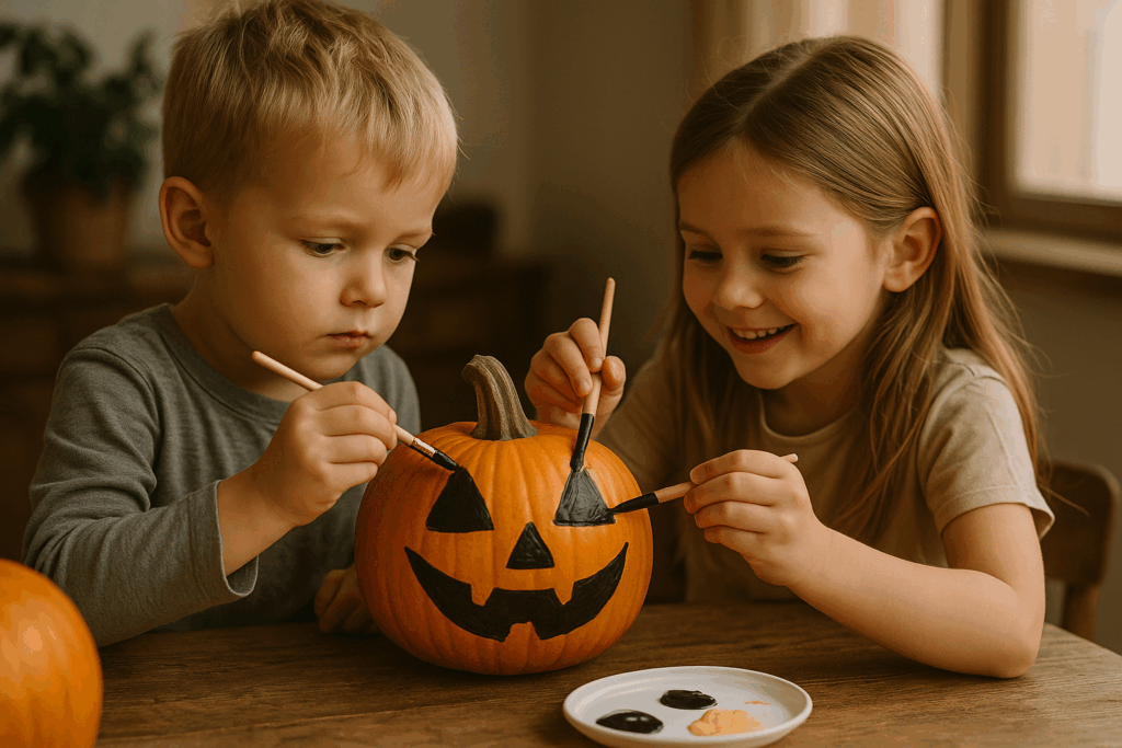 Halloween Kürbis bemalen